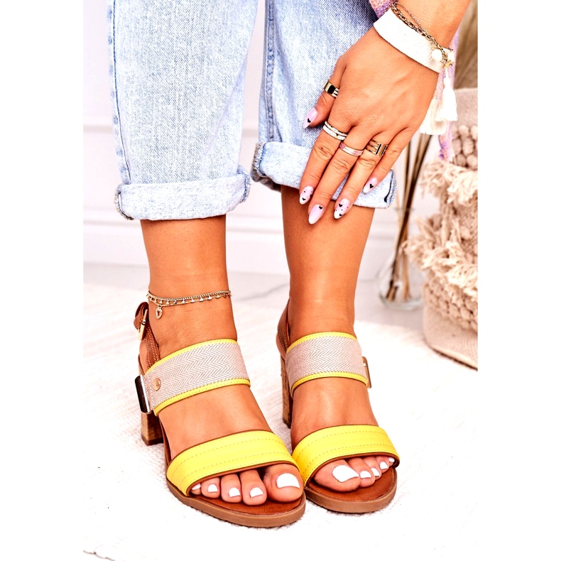 Jezzi Naisten sandaalit Cork Post Yellow 20SD35-1826 beige 3