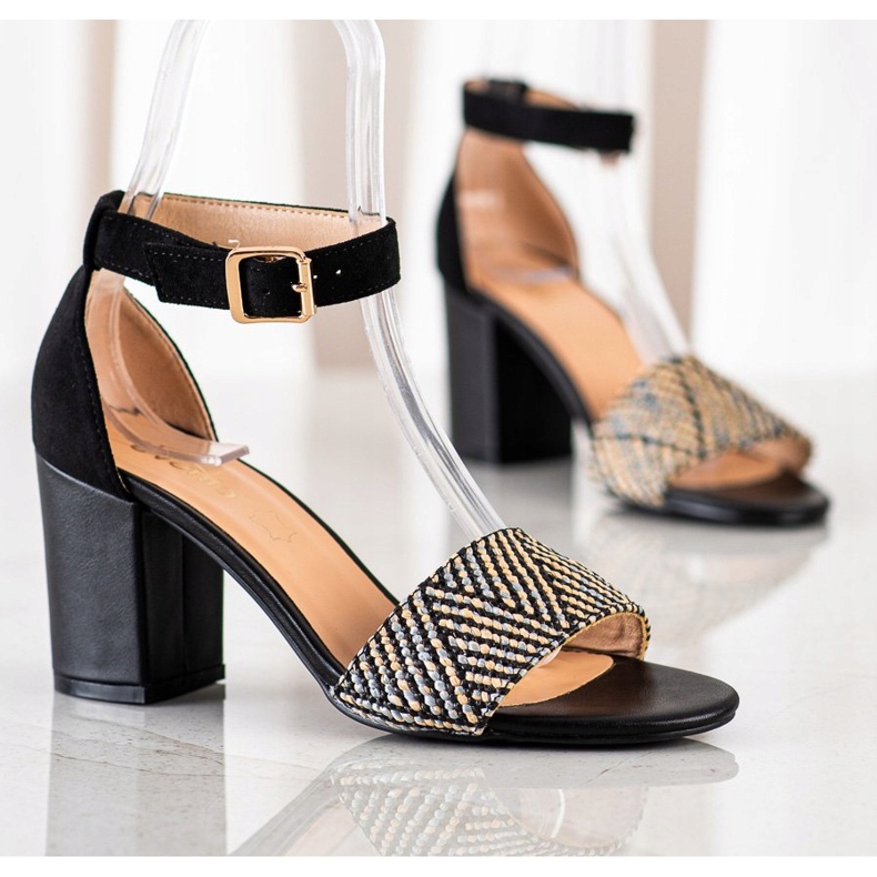 Evento Punotut korkokengät sandaalit beige musta 1