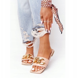 Nahkatossut ketjulla alaston ranskalainen suudelma beige monivärinen 1