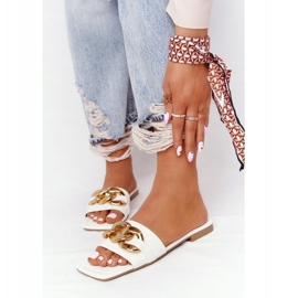 Nahkatossut ketjulla Valkoinen ranskalainen suudelma kultainen 1