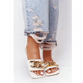 Nahkatossut ketjulla Valkoinen ranskalainen suudelma kultainen 2