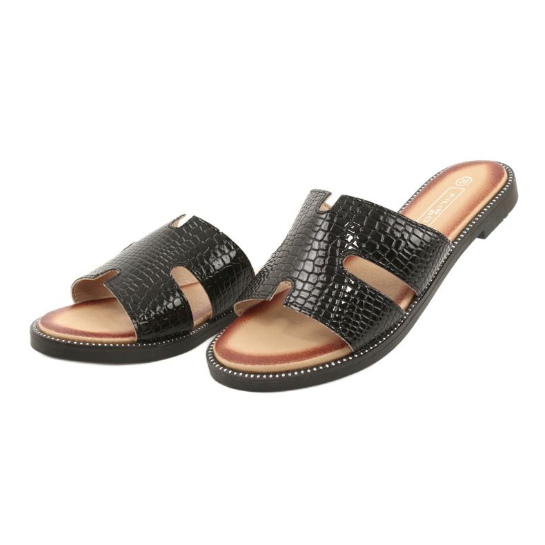 Filippo Kiiltävä lakattu läppä musta nahka 3