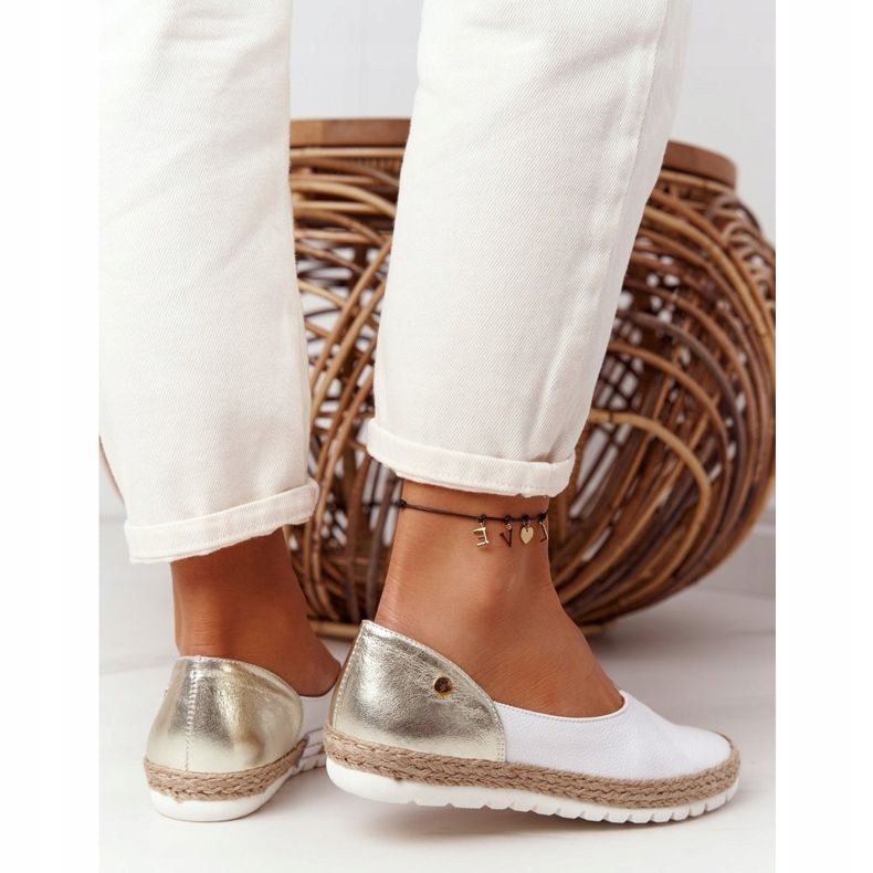 Nahka Maciejka 05056-11 valko- ja kultaiset ballerinat valkoinen kultainen 1
