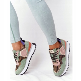 Mokkanahkaiset urheilukengät GOE HH2N4002 vihreä-kulta-alustalla beige ruskea vaaleanpunainen kultainen 2