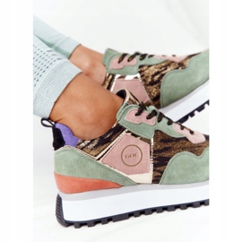 Mokkanahkaiset urheilukengät GOE HH2N4002 vihreä-kulta-alustalla beige ruskea vaaleanpunainen kultainen 1