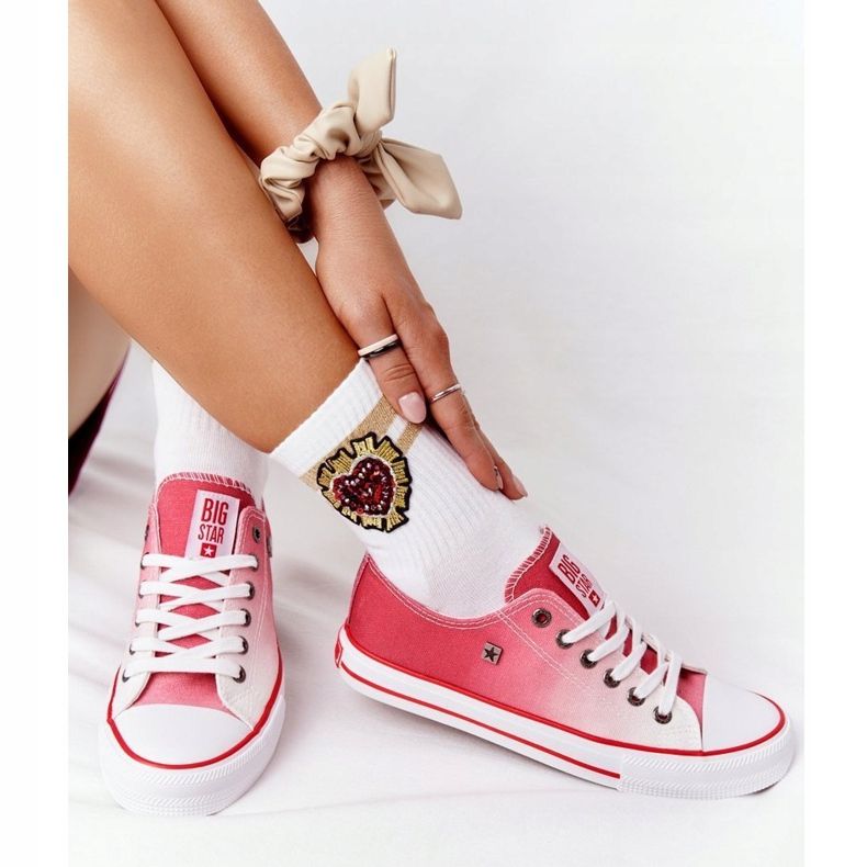 Naisten lenkkarit Big Star HH274130 Ombre Red valkoinen 1