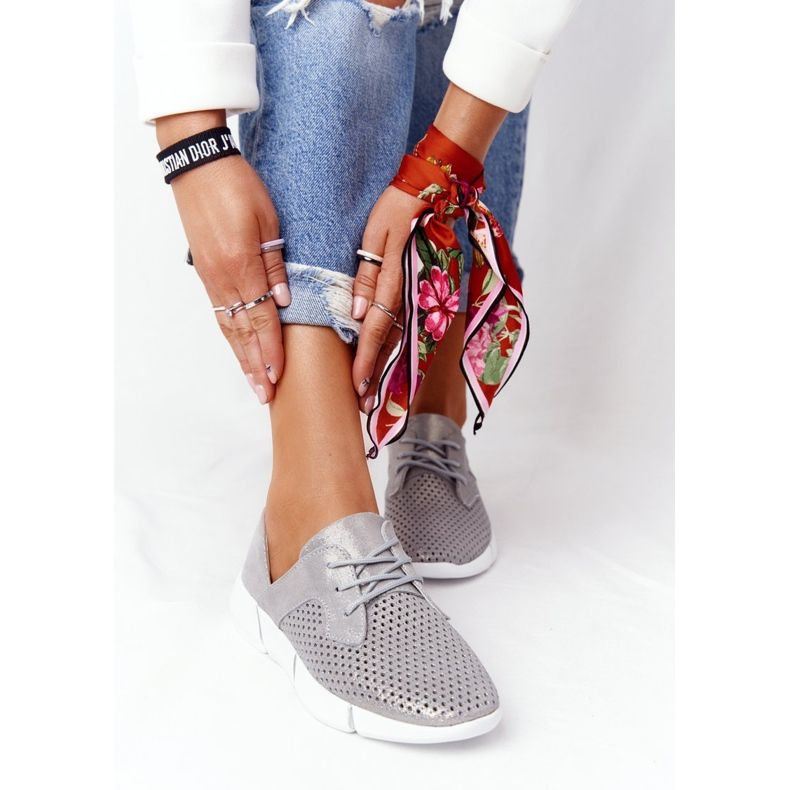 EVE Naisten nahkaiset urheilukengät, harmaa päiväretki hopea 2