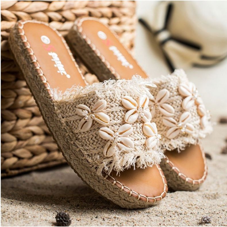 Seastar Espadrillit, punotut varvastossut kuorilla beige 1