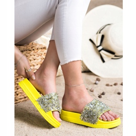 Seastar Muotikristallitossut hopea keltainen 1