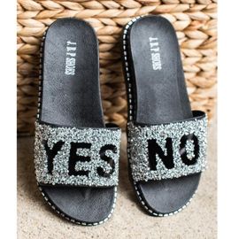 SHELOVET Muodikkaat varvastossut kristalleilla musta hopea 2