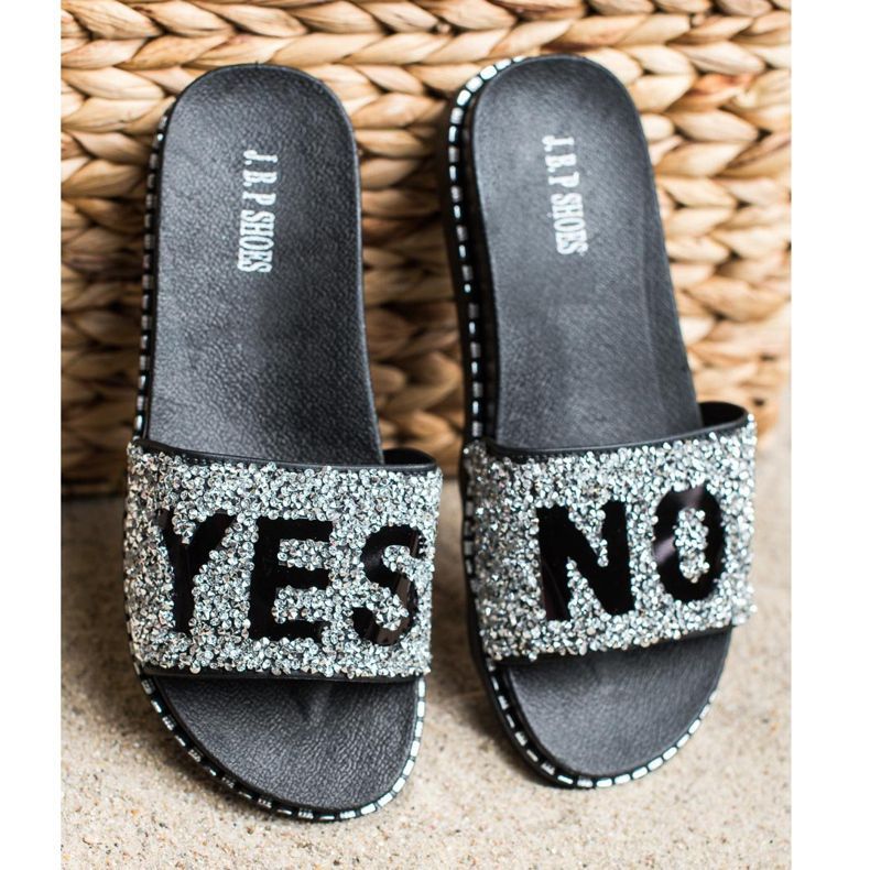 SHELOVET Muodikkaat varvastossut kristalleilla musta hopea 2