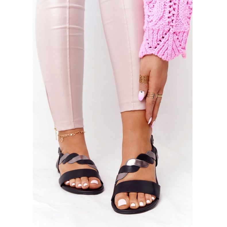 Nahkasandaalit Vinceza 21-17117 Musta ja hopea 2