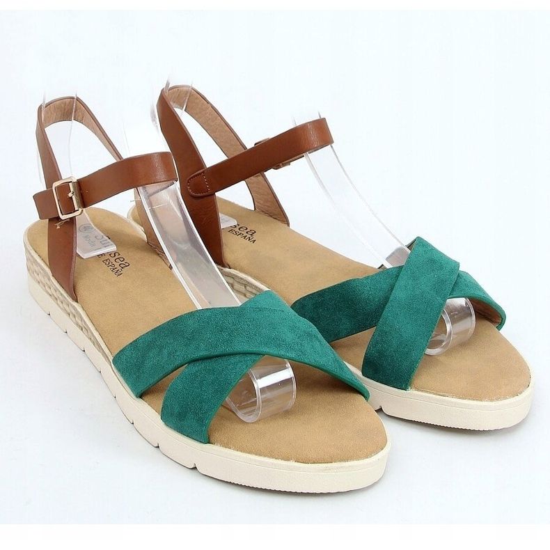 Vihreät naisten sandaalit 1031-15 Vihreä ruskea 1
