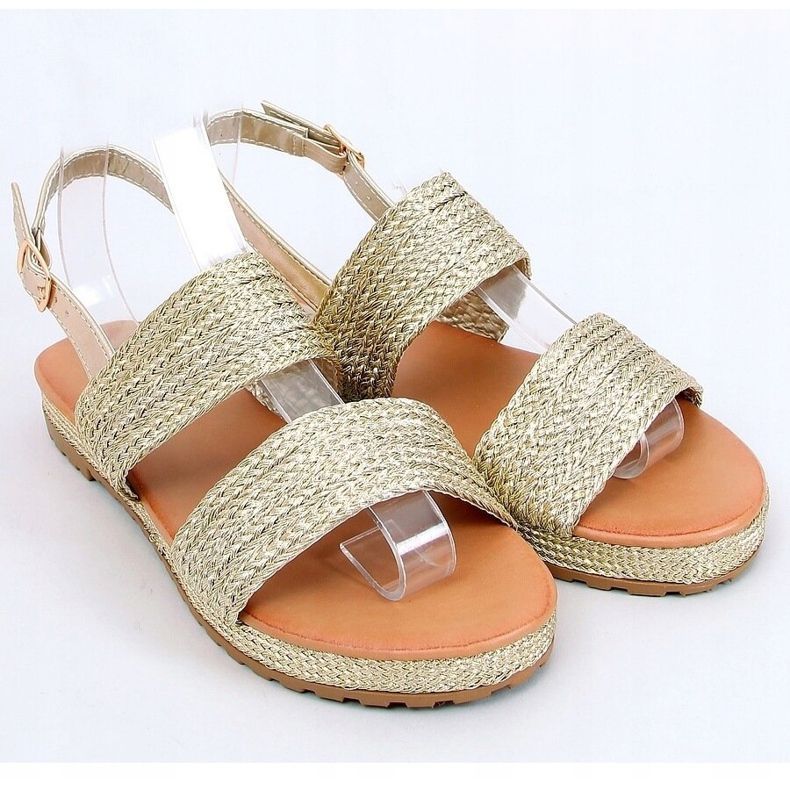 Kulta WL1593 Kultaiset punotut sandaalit kultainen 1