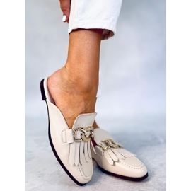 T501 Beige beige mokkasiinitossut ketjulla 1