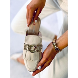 T501 Beige beige mokkasiinitossut ketjulla 2