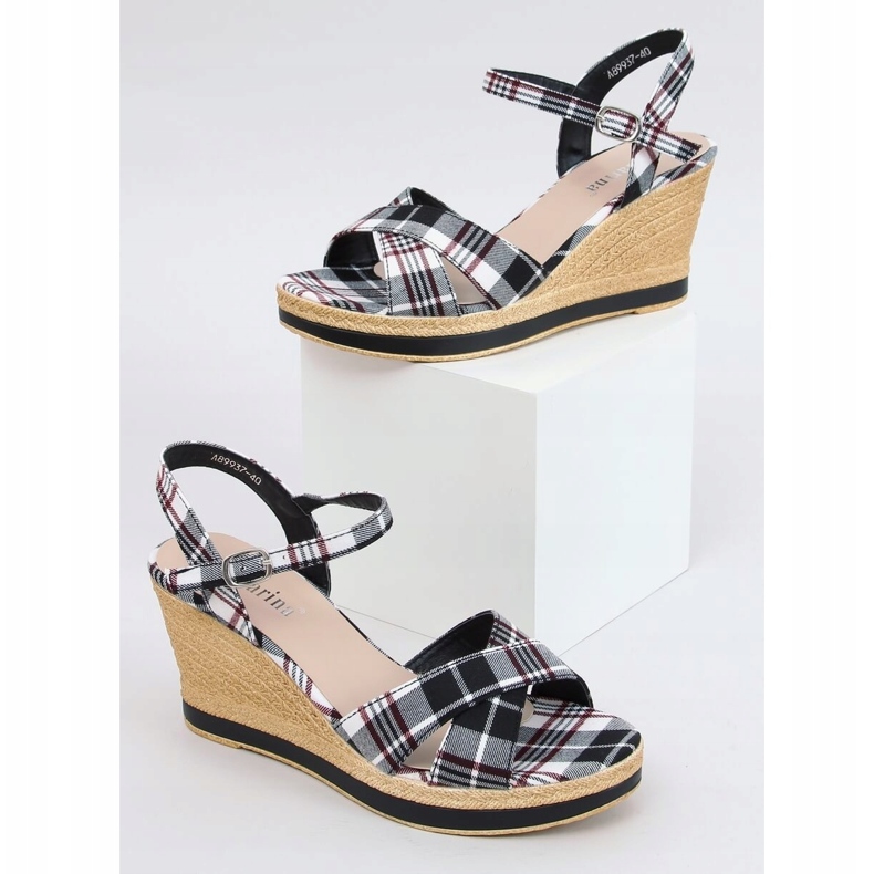 Musta Ruudulliset mustat sandaalit A89937 Musta 1