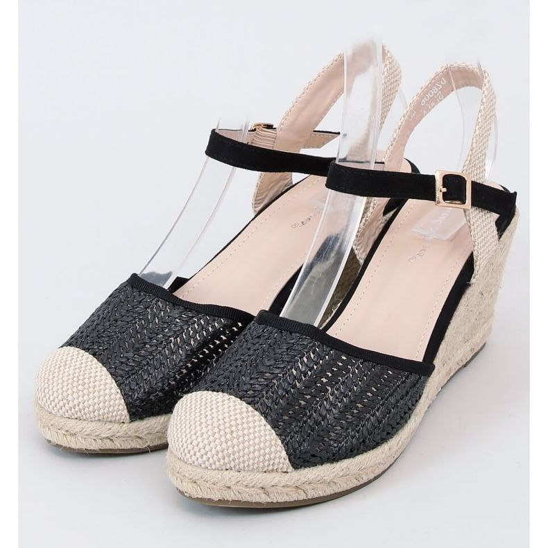 Mustat espadrillit kiilakannassa DZ8006 Musta beige 1