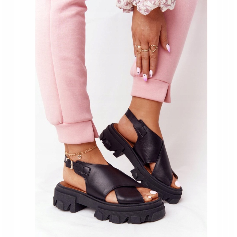 Lewski Shoes Nahka Sandaalit Platform Lewski Kengät 3018-0 Musta 1