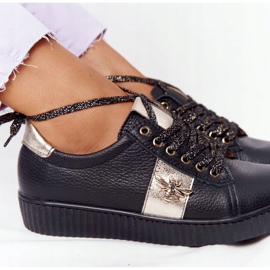 Lewski Shoes Naisten nahkakengät Lewski-kengät 2786-0 Musta-Kulta kultainen 1