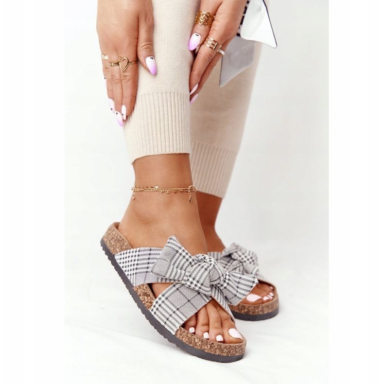 Tossut korkkipohjassa Vinceza 20-30105 Grey Check harmaa 1