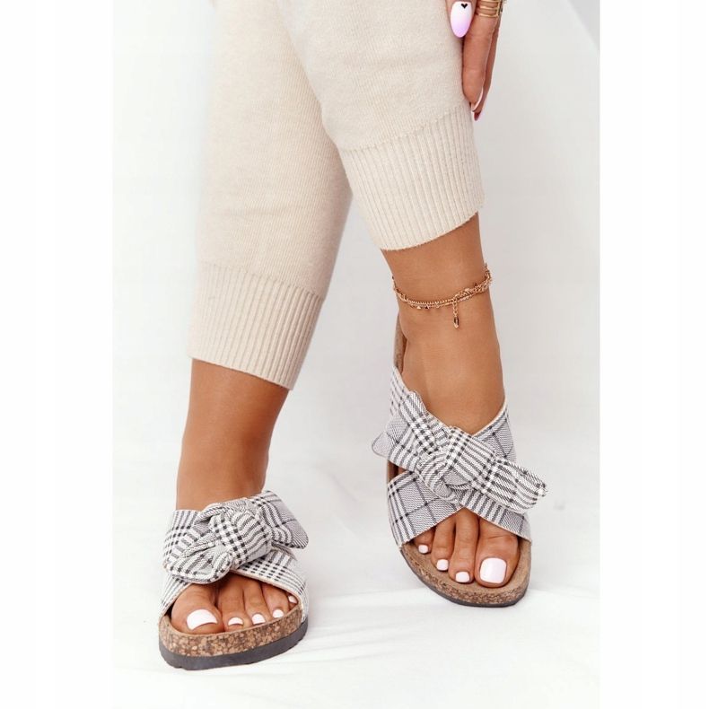 Tossut korkkipohjassa Vinceza 20-30105 Grey Check harmaa 2