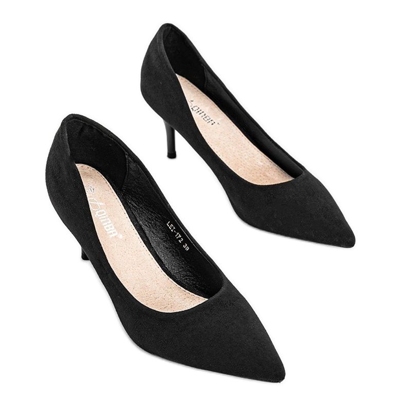 Mustat pumput stiletto-kantapäässä, valmistettu ekologisesta mokkanahasta Anissa 2