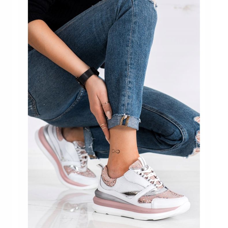 ARTIKER Valkoiset ja vaaleanpunaiset nahkakengät valkoinen vaaleanpunainen 2