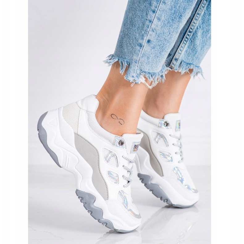 SHELOVET Muoti Lace-up lenkkarit valkoinen harmaa 1