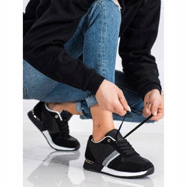 SHELOVET Mustat lenkkarit glitterialustalla hopea 1