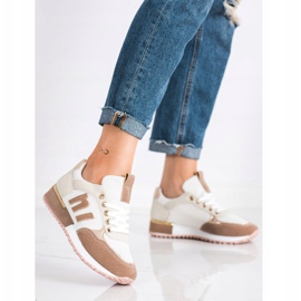 SHELOVET Mesh -urheilukengät beige valkoinen kultainen 2