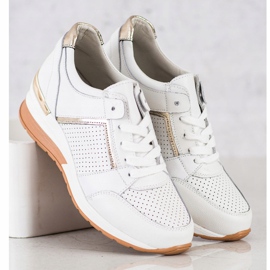 Goodin Valkoiset nahkakengät valkoinen kultainen 1