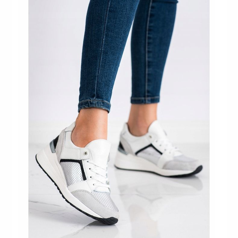 Goodin Valkoiset ja hopeiset nahkaiset lenkkarit valkoinen musta hopea harmaa 1