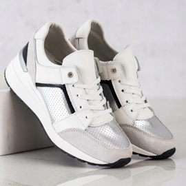 Goodin Valkoiset ja hopeiset nahkaiset lenkkarit valkoinen musta hopea harmaa 2