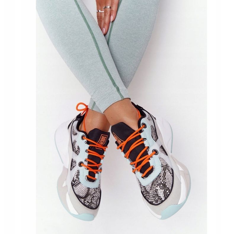 Naisten urheilukengät Memory Foam Big Star HH274324 Harmaa-Vihreä oranssi 2