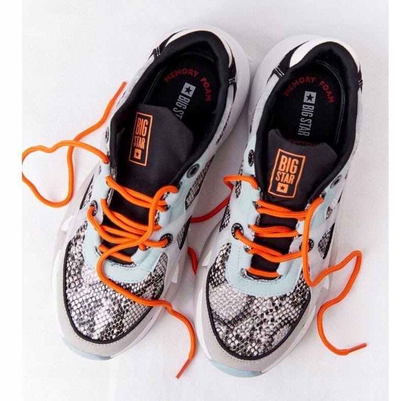 Naisten urheilukengät Memory Foam Big Star HH274324 Harmaa-Vihreä oranssi 1