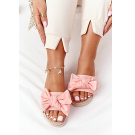 MSMG Kumiset tohvelit, joissa Andrea Coral Bow beige monivärinen vaaleanpunainen 1