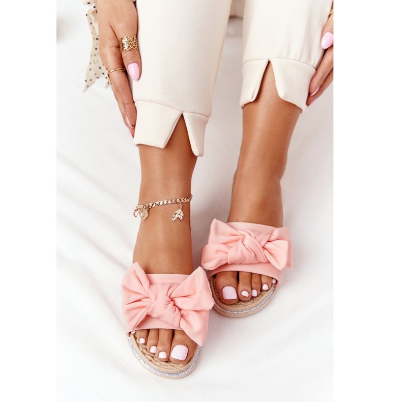 MSMG Kumiset tohvelit, joissa Andrea Coral Bow beige monivärinen vaaleanpunainen 1