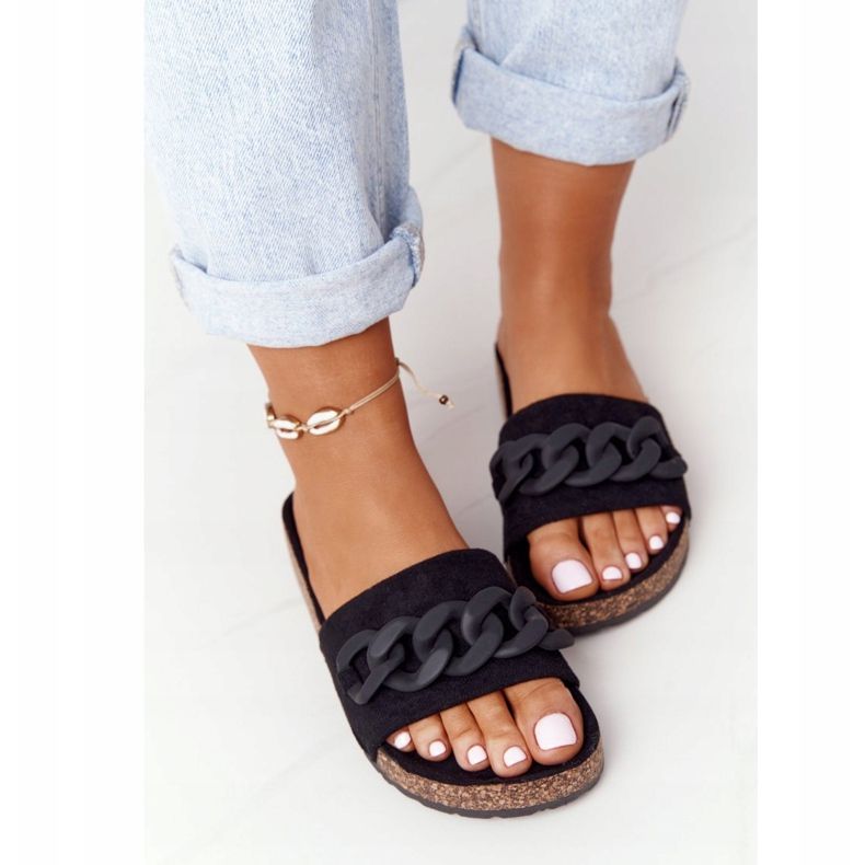 MSMG Mustat Makayla -mokkanahkatossut korkkipohjassa 2