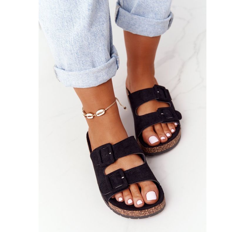 MSMG Mustat Jennifer -mokkanahkatossut korkkipohjalla 1