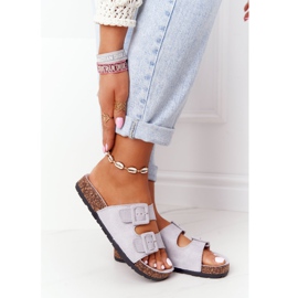 MSMG Jennifer Grey Suede -tossut korkkipohjalla harmaa 2