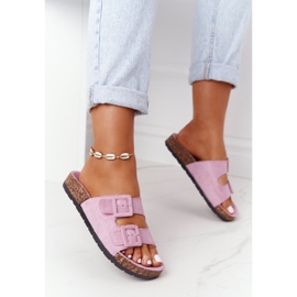 MSMG Mokkanahkatossut korkkipohjassa Vaalea violetti Jennifer 2