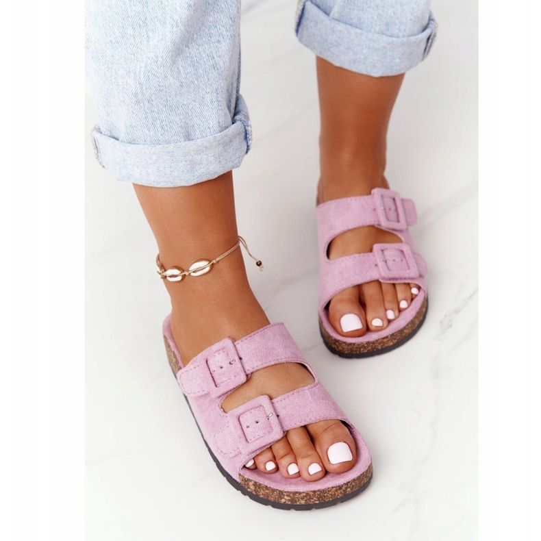 MSMG Mokkanahkatossut korkkipohjassa Vaalea violetti Jennifer 1