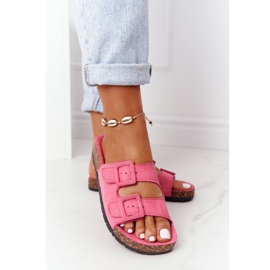 MSMG Vaaleanpunaiset Jennifer Suede -tossut korkkipohjalla vaaleanpunainen 2