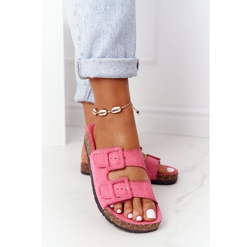 MSMG Vaaleanpunaiset Jennifer Suede -tossut korkkipohjalla vaaleanpunainen 2