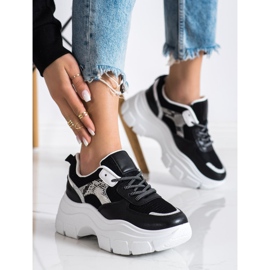 SHELOVET Tyylikkäät lenkkarit glitterillä musta 2