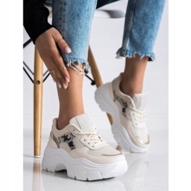 SHELOVET Tyylikkäät lenkkarit glitterillä beige 1