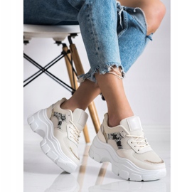 SHELOVET Tyylikkäät lenkkarit glitterillä beige 2