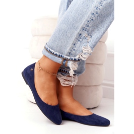 Suede -balerinat Sergio Leone BL622 Navy blue tummansininen 2