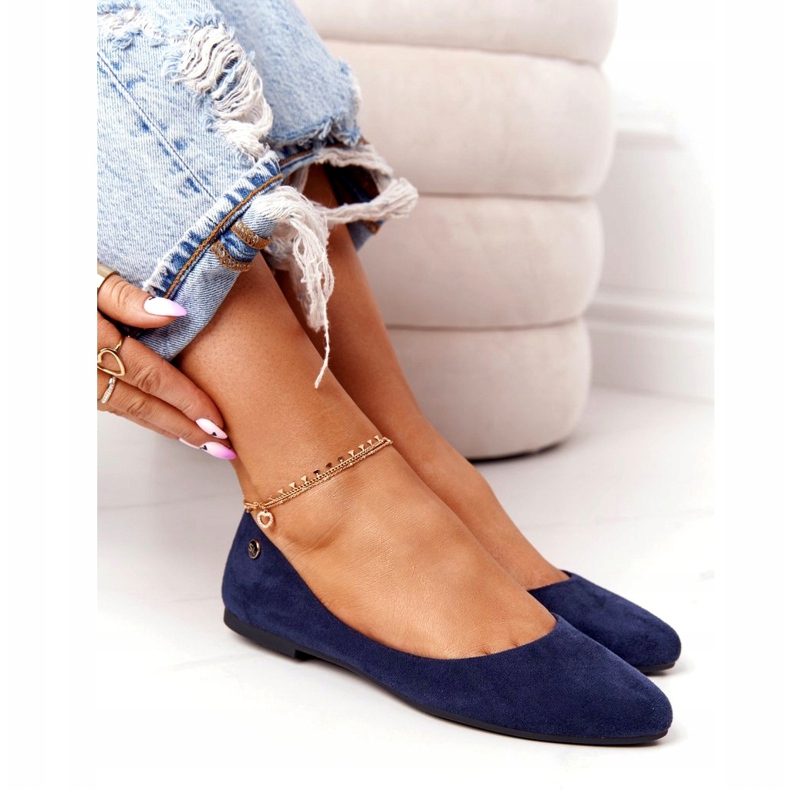 Suede -balerinat Sergio Leone BL622 Navy blue tummansininen 1